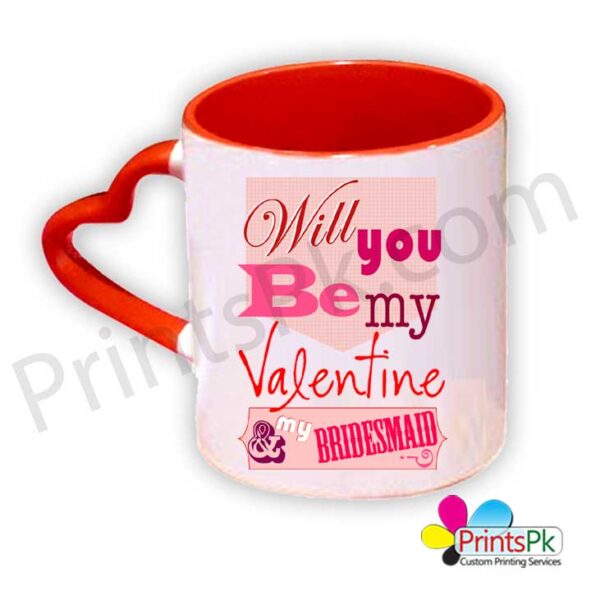 Will You Be My Valentine, Heart Handle Mug, Red Mug,
