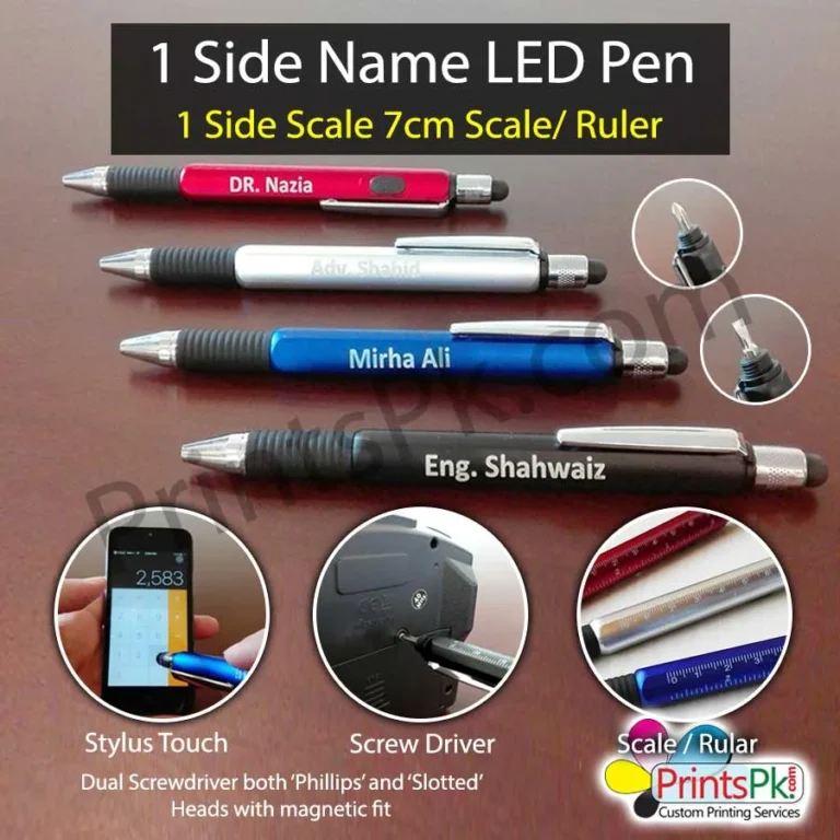 Name Pen with Light, Stylus Touch, Scale & 2 Screwdrivers Option Name Engraved LED Pen