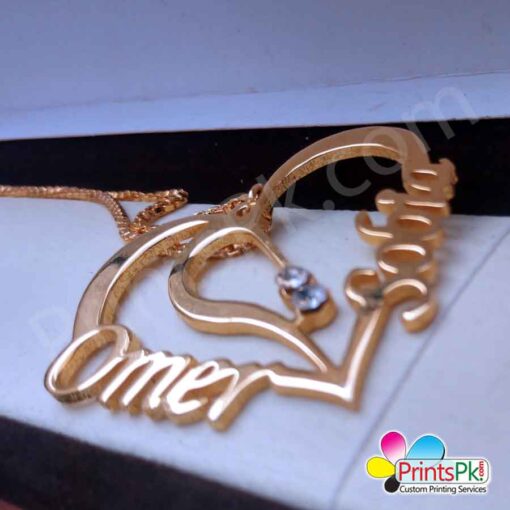 Double Name Necklace, heart shape designed locket, custom name locket