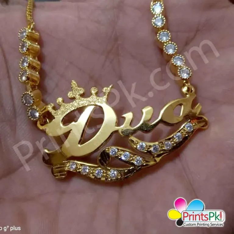 Fancy Name Pendant Custom Necklace with Stones - Image 2
