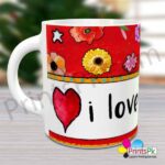 I Love You More Mug Flowers and Love Heart Printed Mug