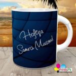 Signature Mug Your Name on Blue Background Customized Printed Mug