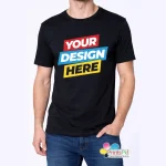 Customized Black T Shirt Printing Picture & Logo on Black Shirt
