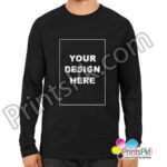 Customized Black T-Shirt Round Neck Full Sleeve