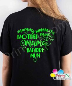 Florescent Green Printing on T-shirt