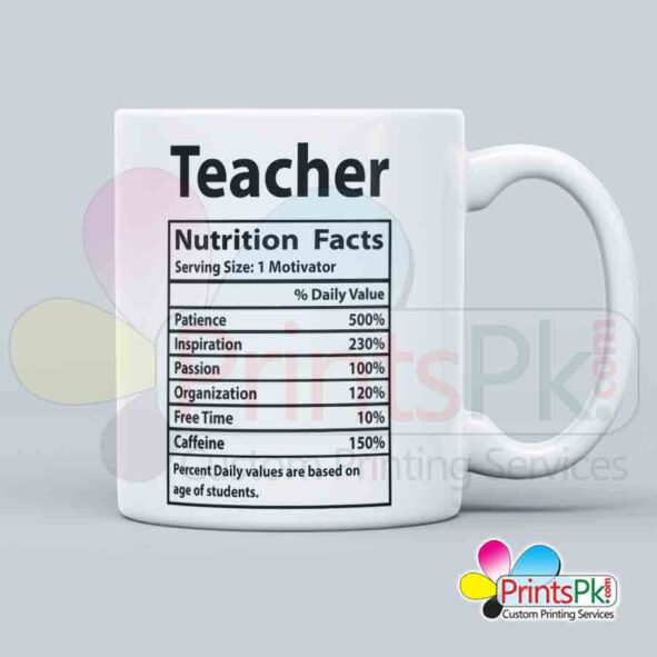 Teachers Nutritions facts Mug, Gift for teacher