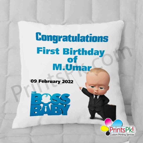 the boss baby cushion, first birthday cushion, best birthday gift for baby, the boss baby birthday cushion, birthday gift for umar, umar name cushion