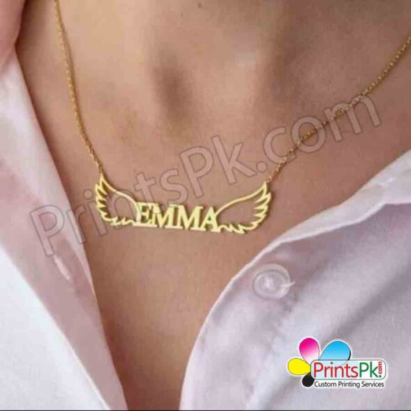 Name necklace with wings, Name chain