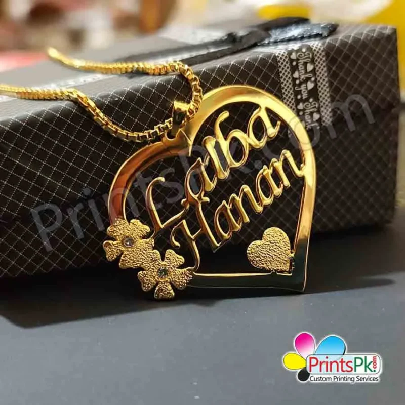 Double Name Locket Chain, Heart shape Locket,
