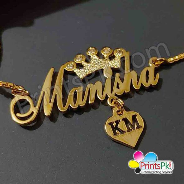 Special designed Locket with Crown, Customized name chain