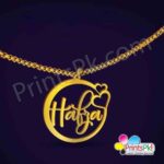 Circle with Hearts Designed Locket Personalize Name Chain