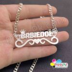 Diamonds Crown and Heart Designed Locket Customized Name Chain