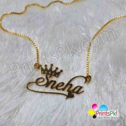 Crown and heart shape designed Necklace ,Custom name chain