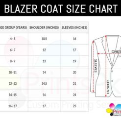 School Coat Blazer Size Chart,