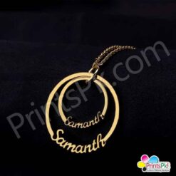 Simple design 2 Names Locket, Customized chain