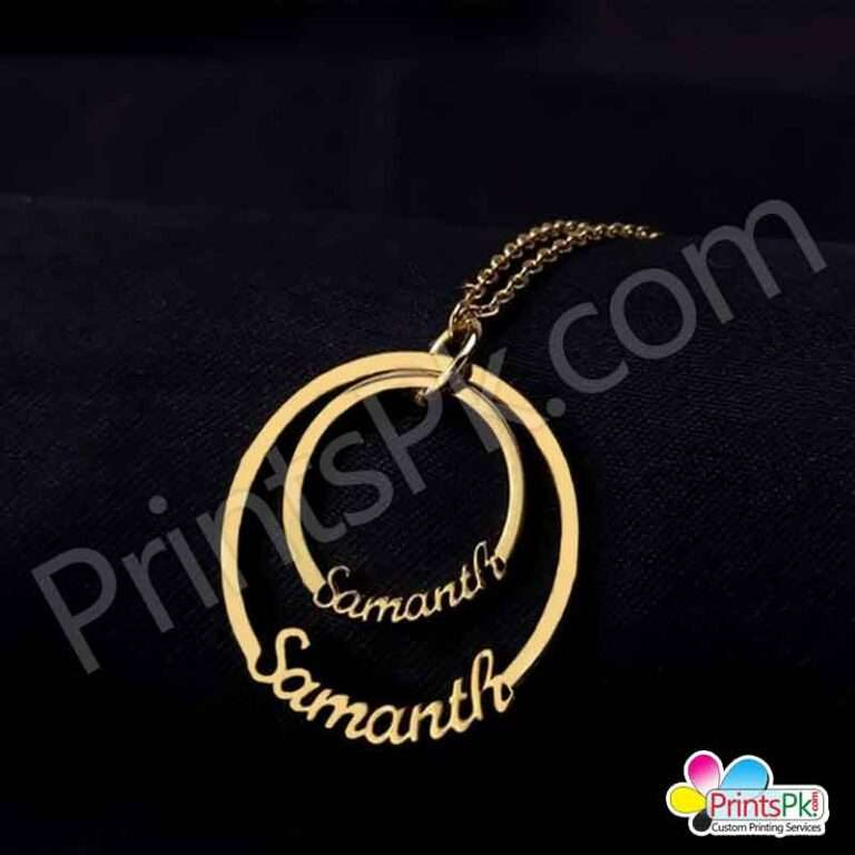 Simple Design 2 Names Locket Customized Name Chain