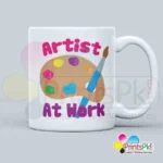 Artist At Work Mug, Gift for Artist, Personalized Artist Mug