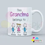 This Grandma Belongs To Names Mug, Custom Mug