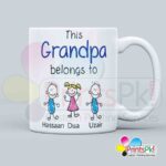 This Grandpa Belongs To Names Mug, Custom Mug