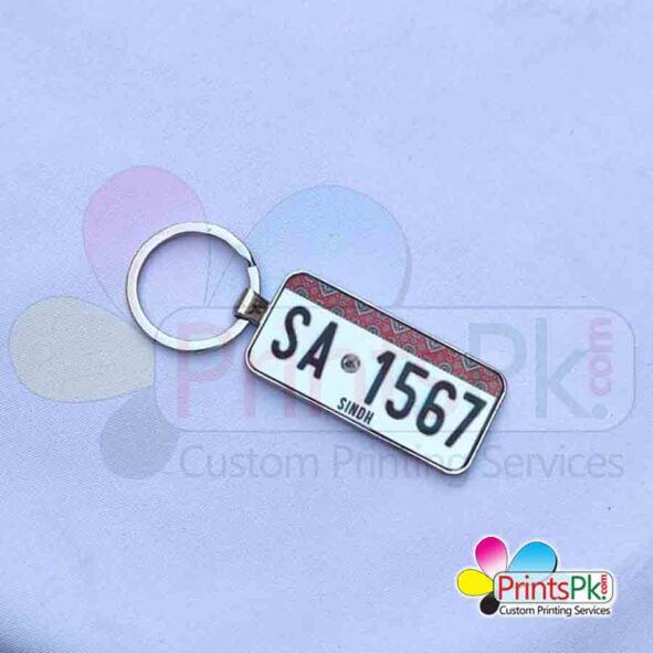 Sindh car number plate keychain, Custom number plate keychain