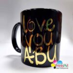 Gold Name Printed Black Mug