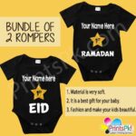 1st Ramadan And 1st Eid Name Rompers, Bundle Of 2 Rompers