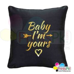 personalized golden name black cushion