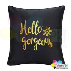 Gold name on black cushion, Customized Golden name cushion