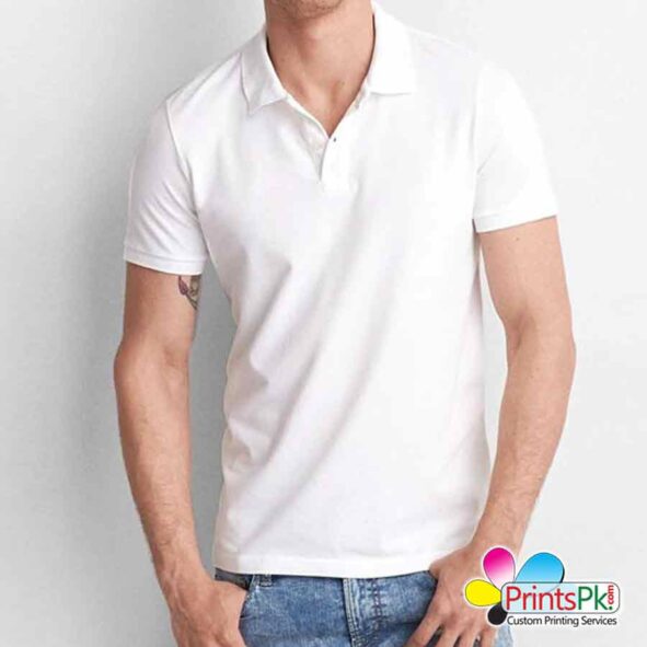 Customized polo t-shirt, White polo shirt printing