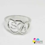 2 Letters In Hearts Ring, Customized Initial Ring