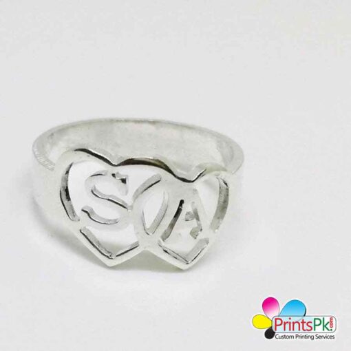 2 letters in hearts ring, customized initial ring