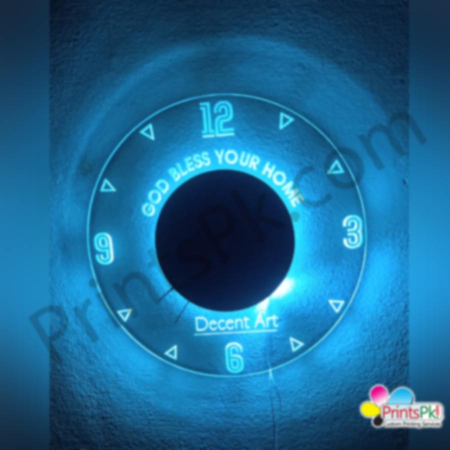Neon Light Modern Wall Clock Illuminate with Neon LED Backlight