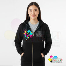 Customized zipper hoodie printing Pakistan – front view,